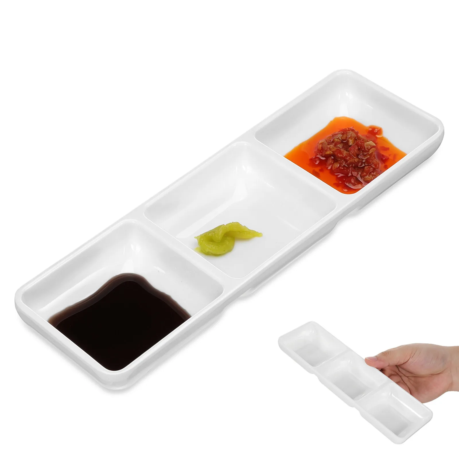 3-Section Dipping Sauce Bowl for Snacks, Condiments, Soy Sauce & Appetizers – Multipurpose Serving Dish