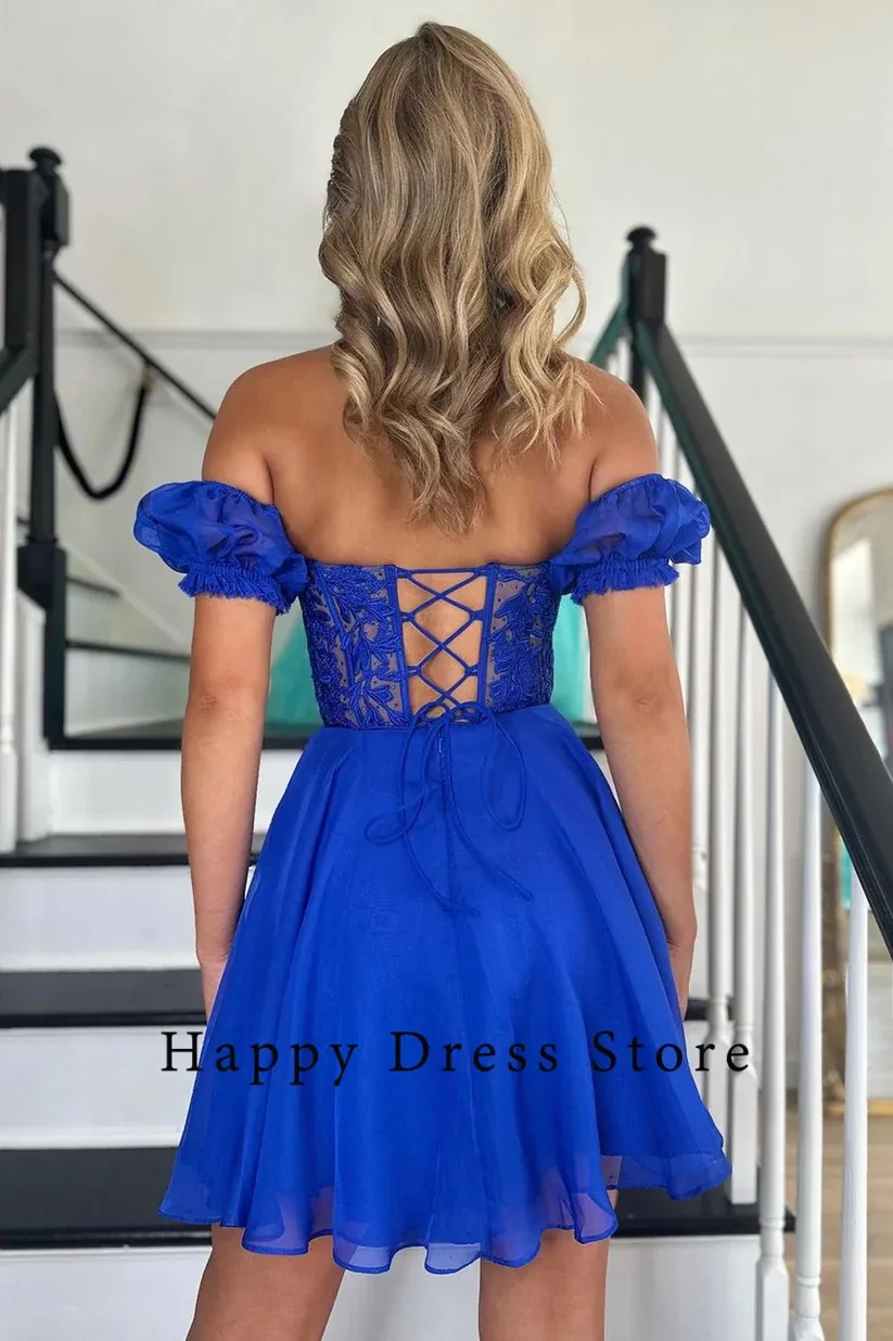 2024 Blue Sexy Modern Short Prom Dress For Women A-Line Sweetheart Chiffon Lace Up Custom Birthday Evening Party Birthday Gown