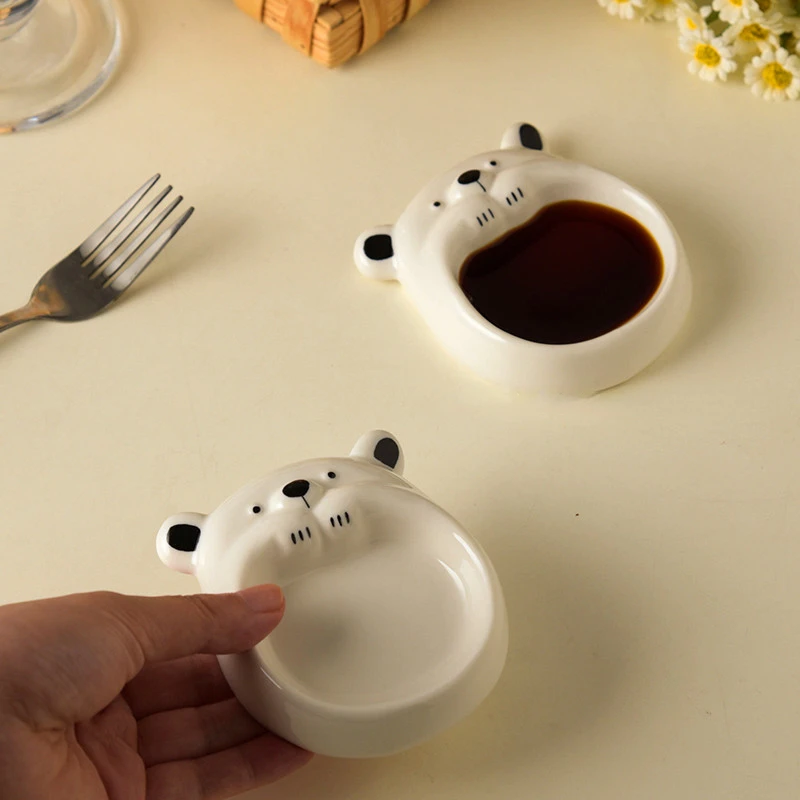 

Japanese Ceramic Dog Shape Small Flavor Plate Household Plate Dipping Underglaze Color Cute Cartoon Seasoning Plate Soy Sauce