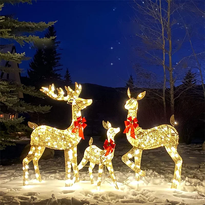 Lighted Christmas Deer Sleigh Outdoor Yard Decoration Winter Decoration For Front Yards New Fashion And Simple Furnishings 2024