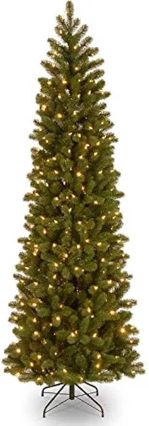 Artificial Slim Downswept Christmas Tree, Green, Douglas Fir, Dual Color LED Lights, Includes PowerConnect and Stand, 7.5 feet