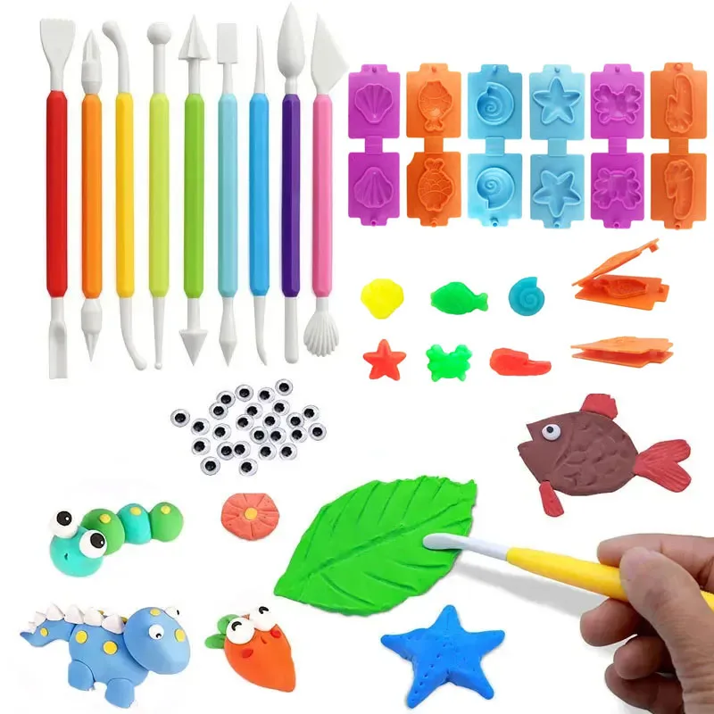 DIY Accessories Clay Dough Tool Set 3D Plasticine Mold Modeling Kit Children's Creative Cutter Scissor Mold Educational Toy Gift