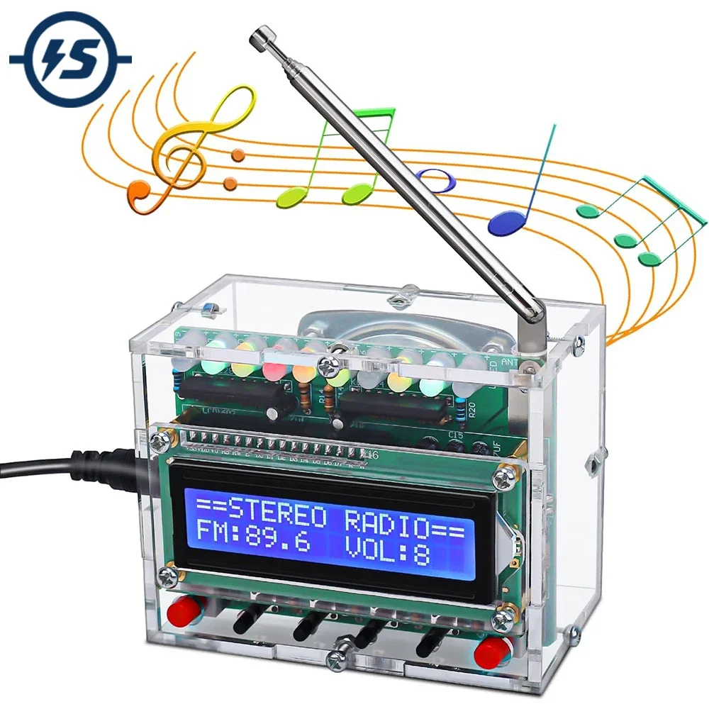 Radio FM DIY zestaw do ćwiczeń lutowniczych RDA5807 cyfrowy odbiornik radiowy FM 87-108MHZ migające światło LED elektroniczny projekt dla STEM