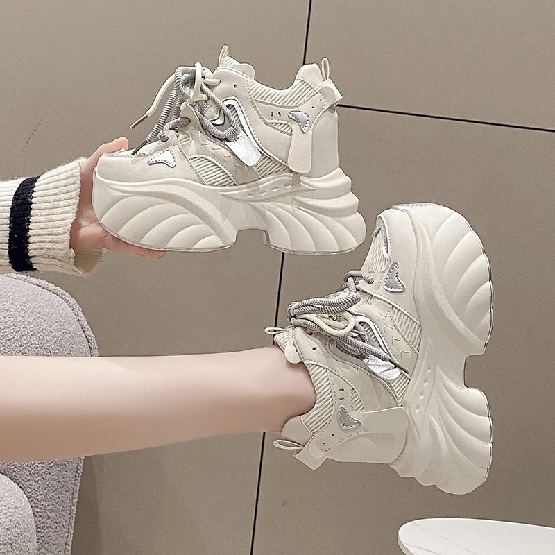 10.5CM 2024  Women Run Star Sneakers High Top Platform Women Sports Shoes White Black Casual Fashion Shoes Vulcanized Shoes Feme