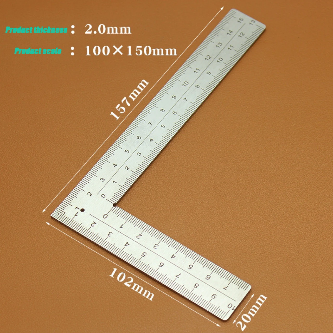 Mini Right-Angle Ruler Stainless Steel Tube L-Shaped Double-Sided High-Precision Metal Ruler Student Stationery School Supplies