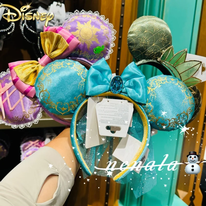 

Original Disney Princess Tiana Jasmine Rapunzel Cinderella Ear Headband For Adults Shanghai Disneyland Park Hair Hoop Girl Gifts