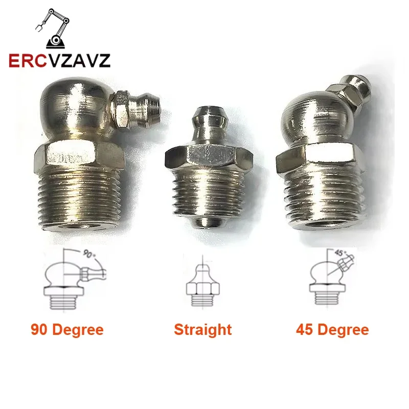 

10PCS M6 M8 M10 Male Thread Straight Elbow Type Hydraulic Oil Grease Nozzle Pipe Fittings for Car Excavator Grease Gun
