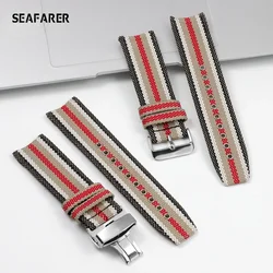 Nylon Canvas Watch Strap for Burberry Bu7600 7601 7602 Waterproof Sweat-Proof Men Leather Watchband Accessories 22mm