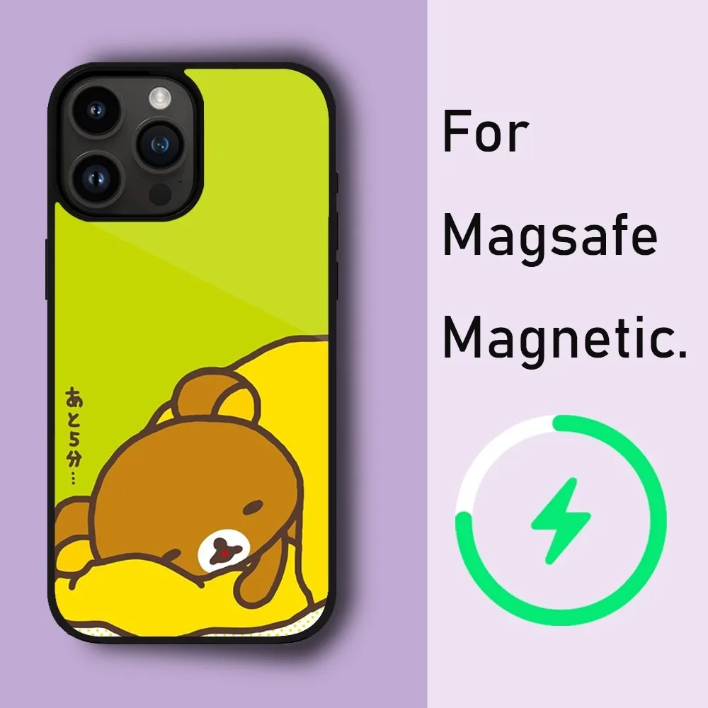 Kawaii R-Rilakkumas Phone Case For iPhone 15 14 13 12 11 Pro Max Plus Phone Magnetic for Macsafe Cases Cover