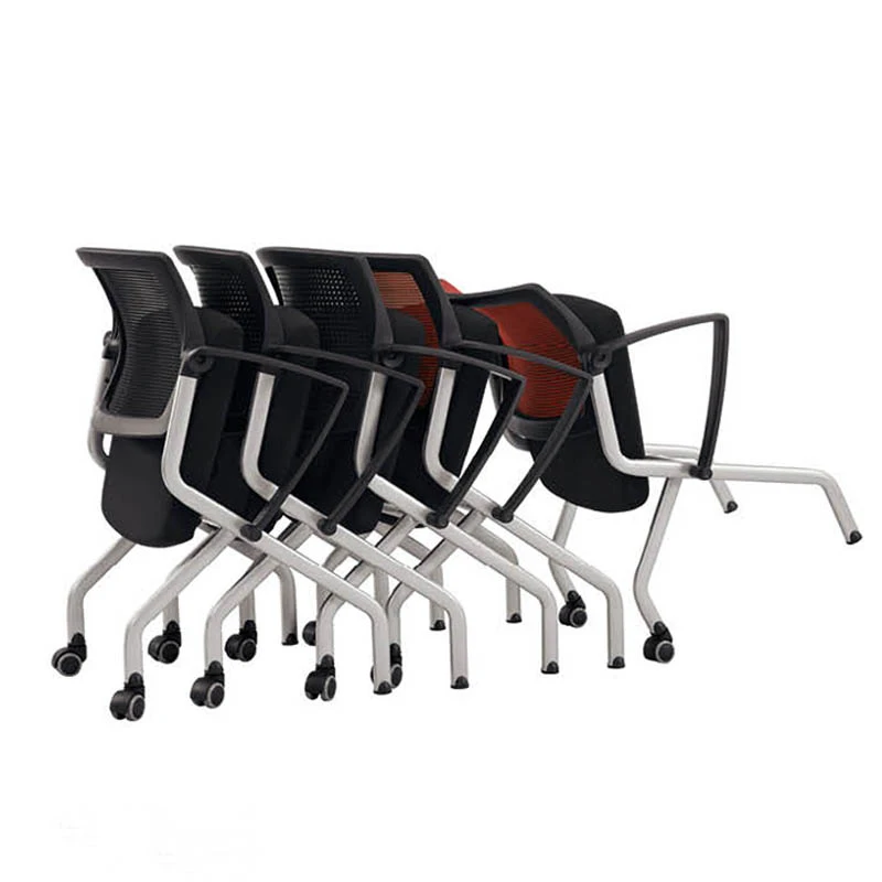 Simples Mesh Training Chair, Folding Home, quatro patas de rodas