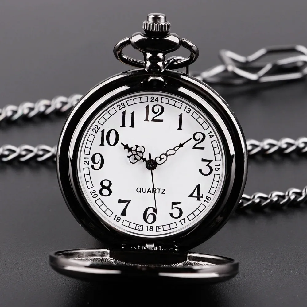 Black Fashion Quartz Pocket Watch for Men Women Steampunk Retro Pendant Chain Watches Gift Clock Reloj Bolsillo Digital