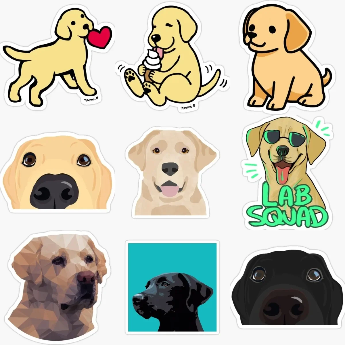 

Cute Catoon Labrador Dog Sticker for Vinyl Accessories Van Bicycle Wall Room Truck Car Window Helmet PVC Decals Customizable