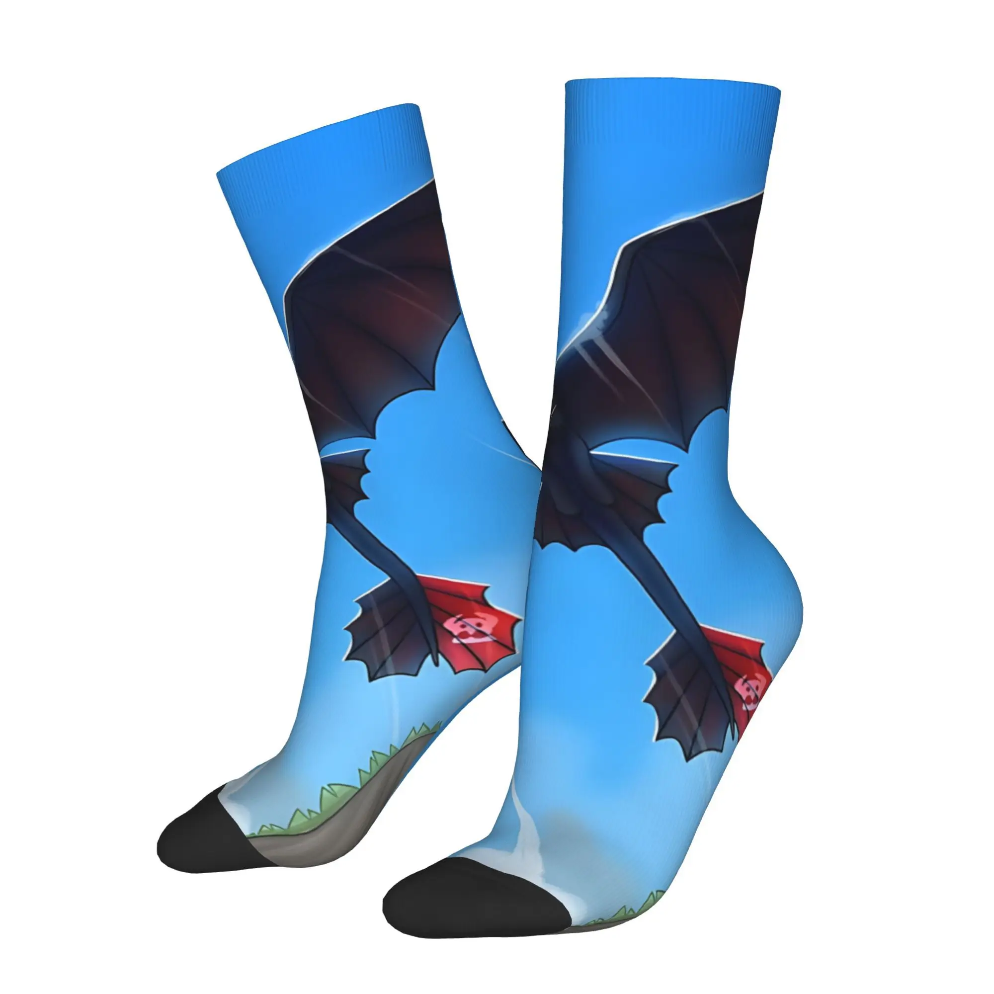 

Dragon Knight Cute Animation Cycling Crew Socks for Men Moisture Novelty All Season Sports Socks