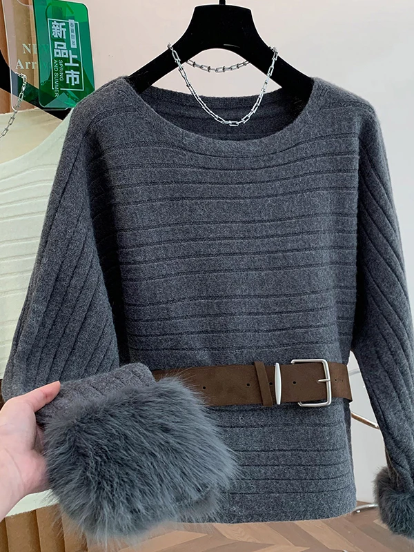 

Ladies' Lazy Sle One-oulder Knitwear Svel Mink Sve Thiened Winter New Arrival plus Size Comfortable Woolen Swe...