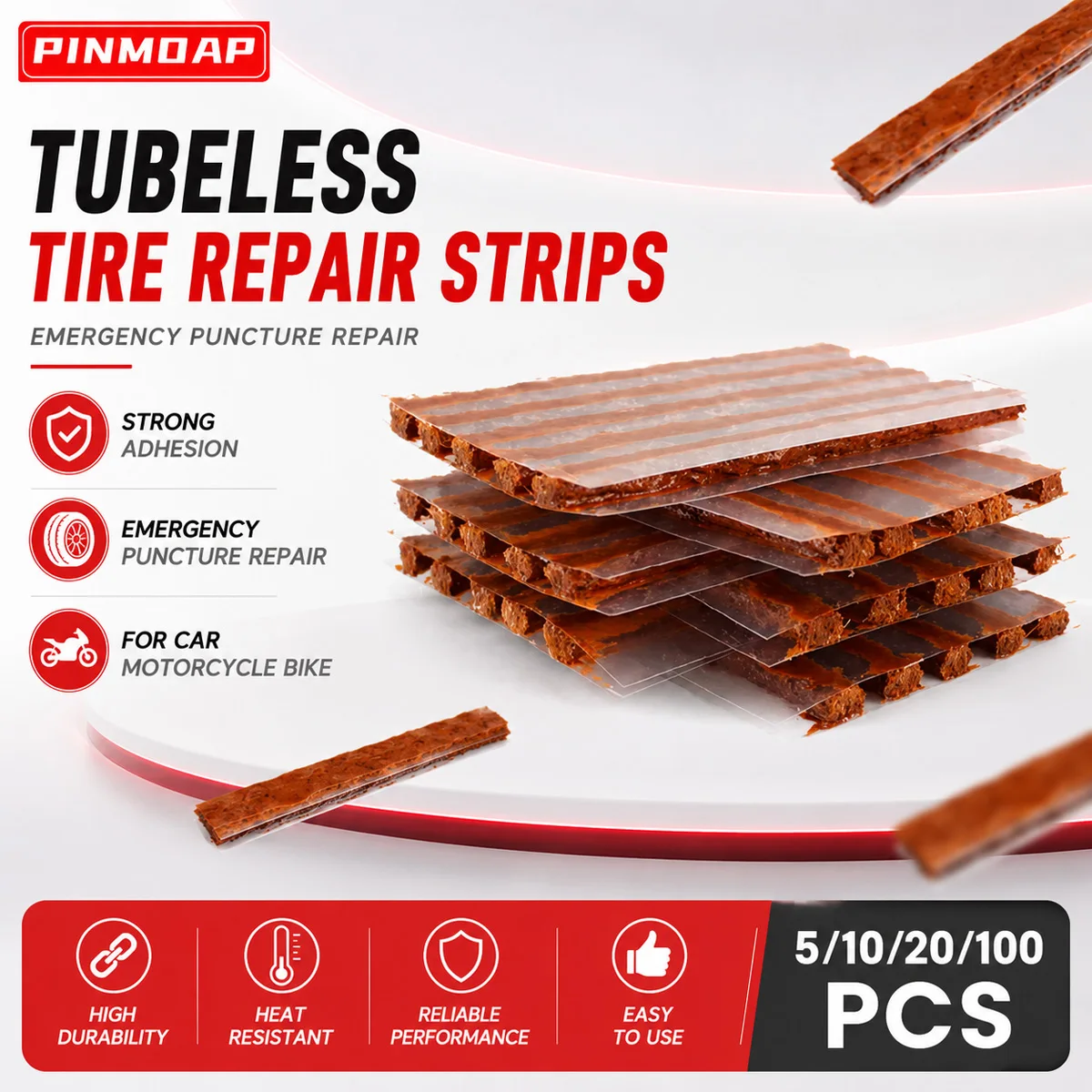 

PINMOAP 5/10/20/100PCS Tubeless Tire Repair Rubber Strips Car Motorcycle Puncture Plug Seal Emergency Flat Tire Repair Tools