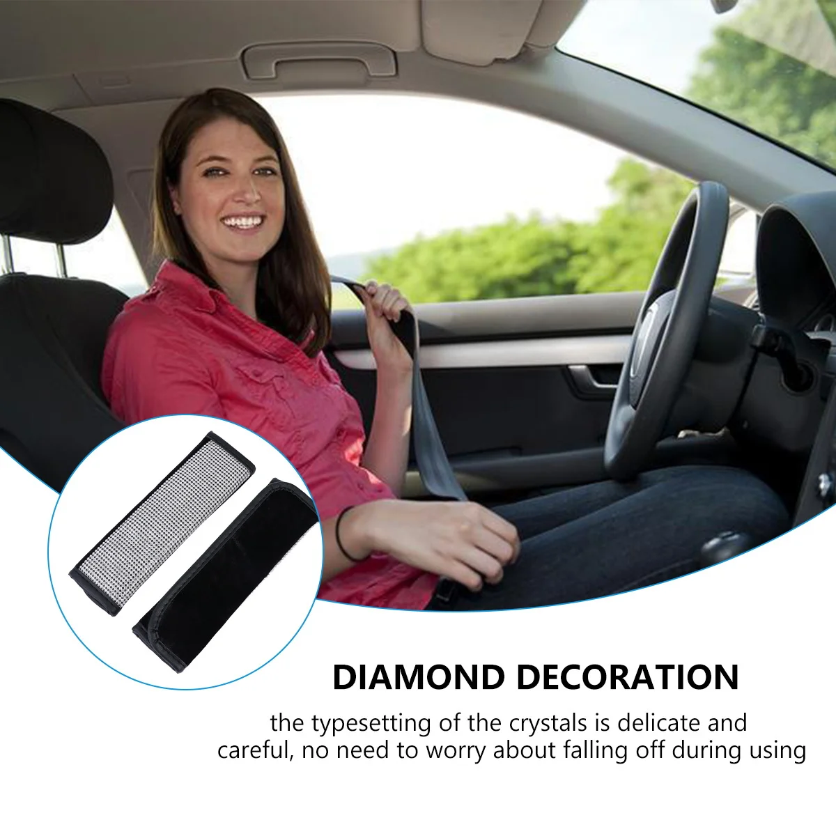 

2Pcs Safety Belt Shoulder Pads Crystal Rhinestone Protection Cover Car Accessories Stylish Comfortable Driving