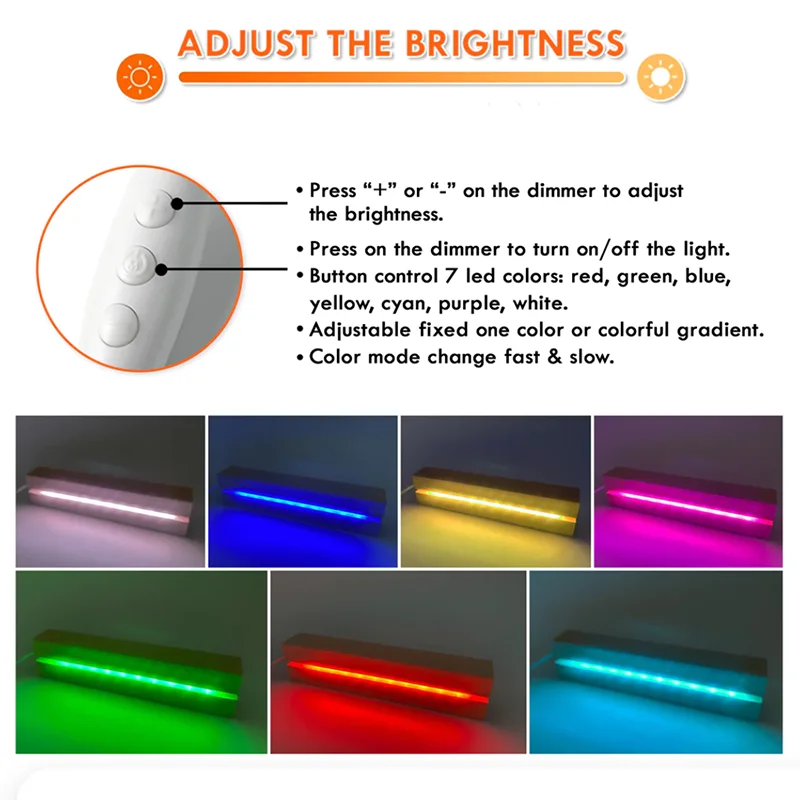 5.9inch Warm Cold Colorful Luminous Lamp Holder Long USB 3D Led Night Light Lamp Base Laser Acrylic Lamp DIY Wooden Lamp Base