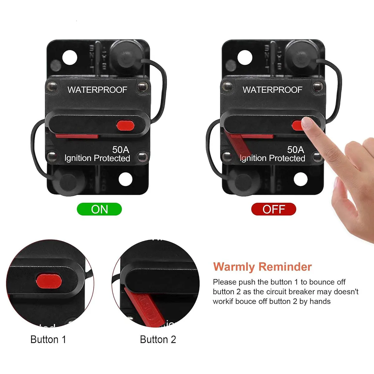 200 Amp Circuit Breaker with Manual Reset for Car Marine Motors Boat ATV Manual Power Protect for Audio System Fuse, 12V-48VDC