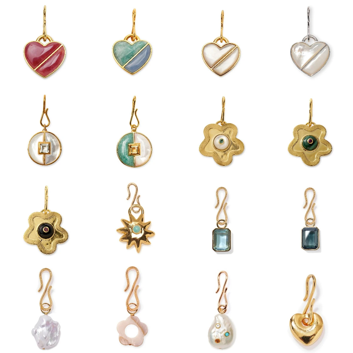 

Fashion DIY adjustable heart-shaped flower jade necklace pendant, gold-plated and color-preserving