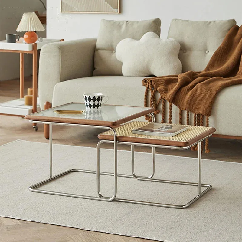 

DropShipping Stainless Ins Style Living Room Tea Table Modern Simple 2022 New Vine Tea Table Household Steel Tea Table Furniture