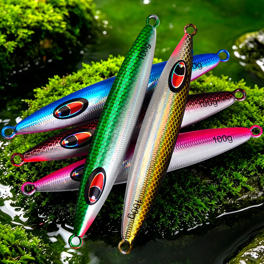 PROBEROS 3D Biomimetic Fish Eye Slow Sinking Jigging Bait 1PC Artificial Hard Lead Fish Lures 20-100g Seawater Bass Fishing Bait