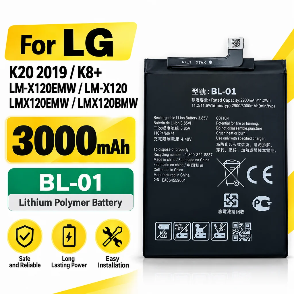 3000mAh 3.85V BL-01 BL-O1 Replacement Li-ion Battery For LG K20 2019 / K8 Mobile Phone Repair Rechargeable Part