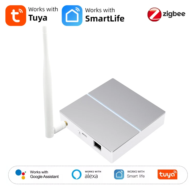 Tuya Zigbee 3.0 Smart Wired Gateway Hub With Signal Antenna,Smart Wired Bridge Hub Works With Yandex Alice Alexa Google Home