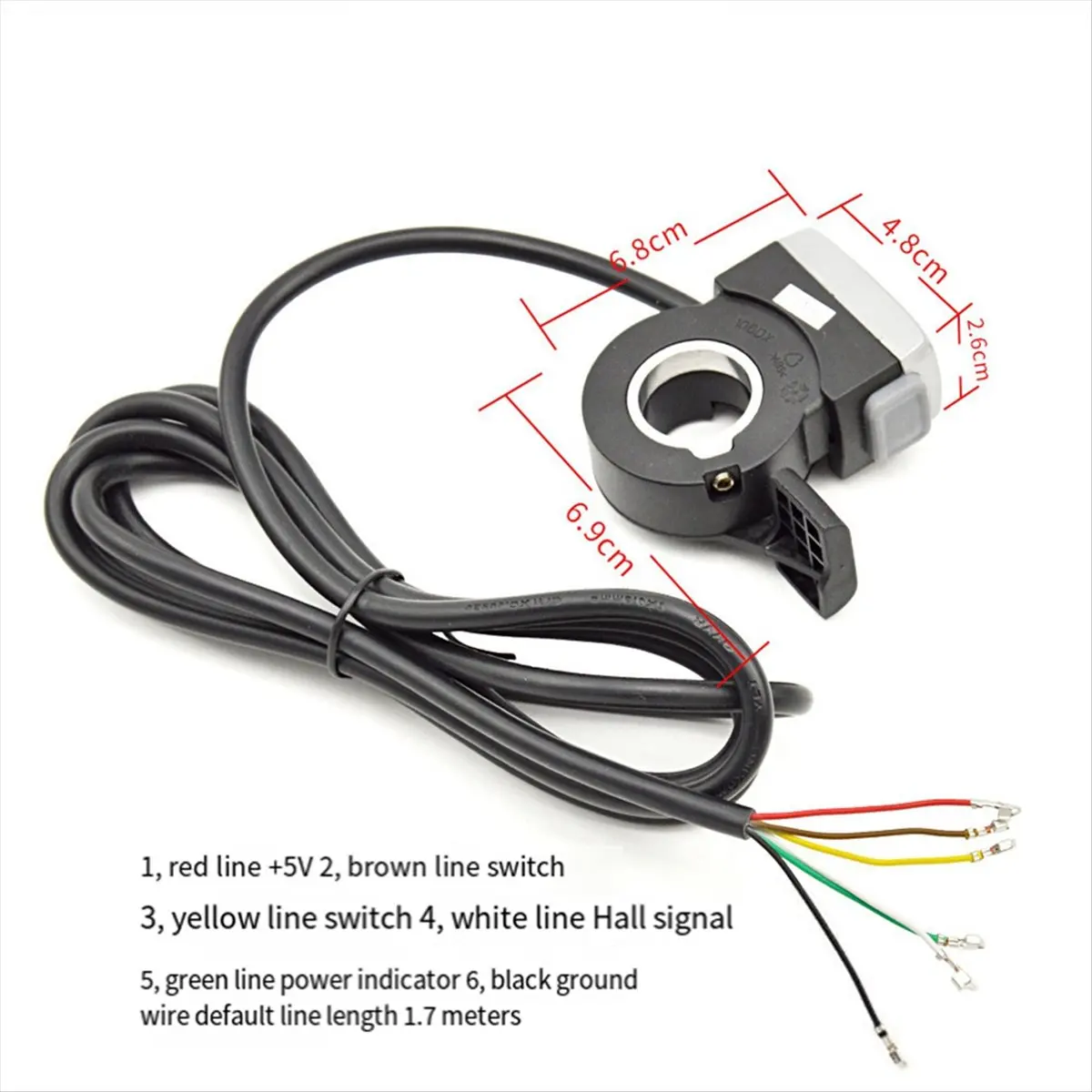 ABJV Thumb Throttle Speed Controller LED Display Battery Power Indicator Electric Bike Throttle Handle Accelerator - 48V