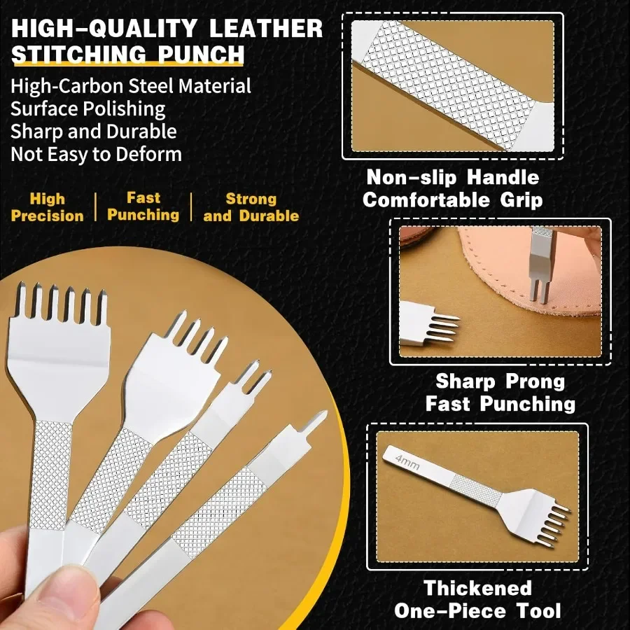 الجلود خياطة لكمة ثقب أداة تخريم مجموعة 4 مللي متر 1 2 4 6 الشق لكمة إزميل ثقب دائري لكمة ل حزام (استيك) ساعة حزام من الجلد D