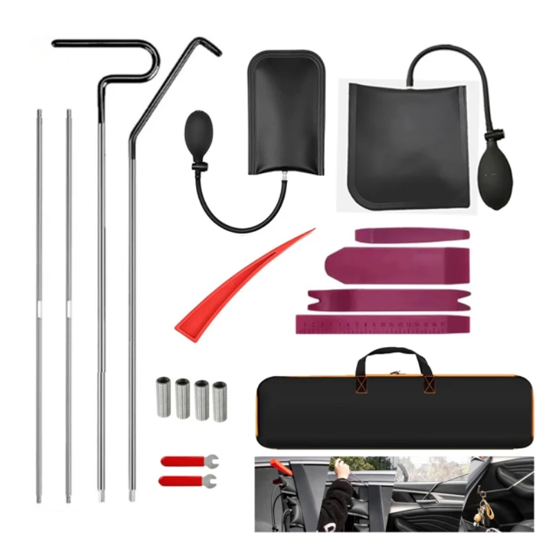 Universal 18PCS Car Door Window Emergency Out Auto Open Tool Kit  Air Wedge Bag Pump Open Unlock Kit for Car Truck Unlock Lock ﻿