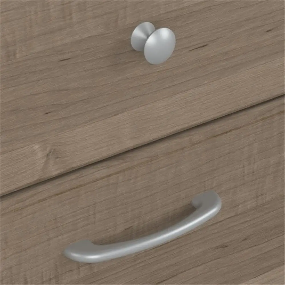 Shaped Computer Desk in Ash Gray | Corner Table with Drawers for Home Office