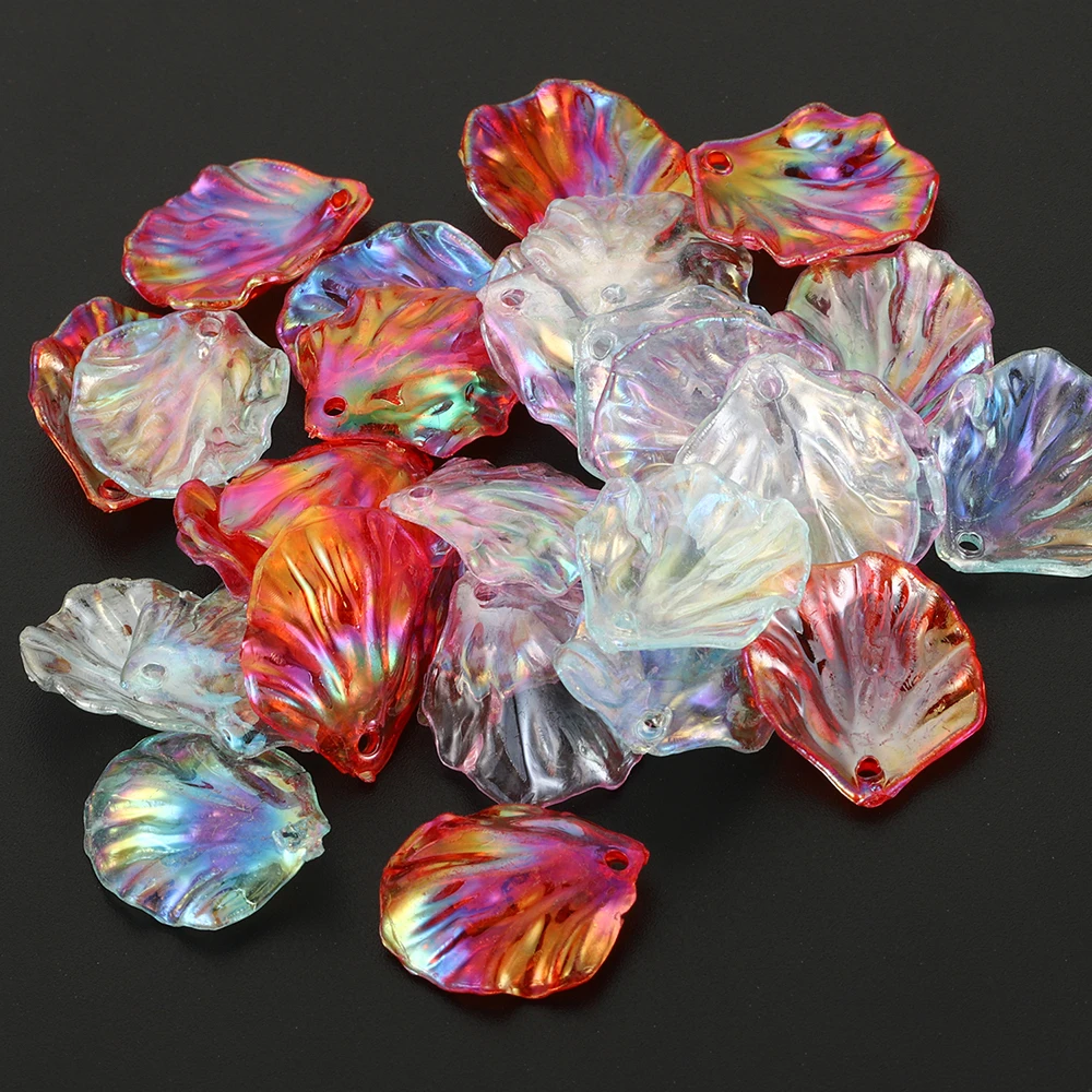 100pcs/lot 17x20mm Acrylic Shell Flower Petal Beads Charms Pendants for DIY Earrings Bracelet Hair Accessories Jewelry Making