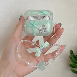 Transparent Cat Butterfly Bow Tie Case For AirPods 1 2 3 Pro 2nd 4 Gen Soft IMD Earphone Cover with Pendant For Air Pods Pro2