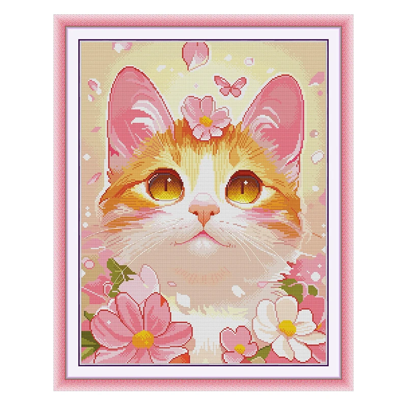 Joy Sunday Lovely Cat Patterns Counted Cross Stitch Set DIY 11CT 14CT 16CT Stamped DMC Cross-stitch Kit Embroidery Needlework