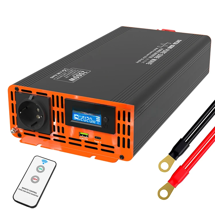 High Efficiency 2kW Pure Sine Wave Inverter Convert from DC 12V to AC 230V 240V 2000W Power Inverter with CE RoHS Approved