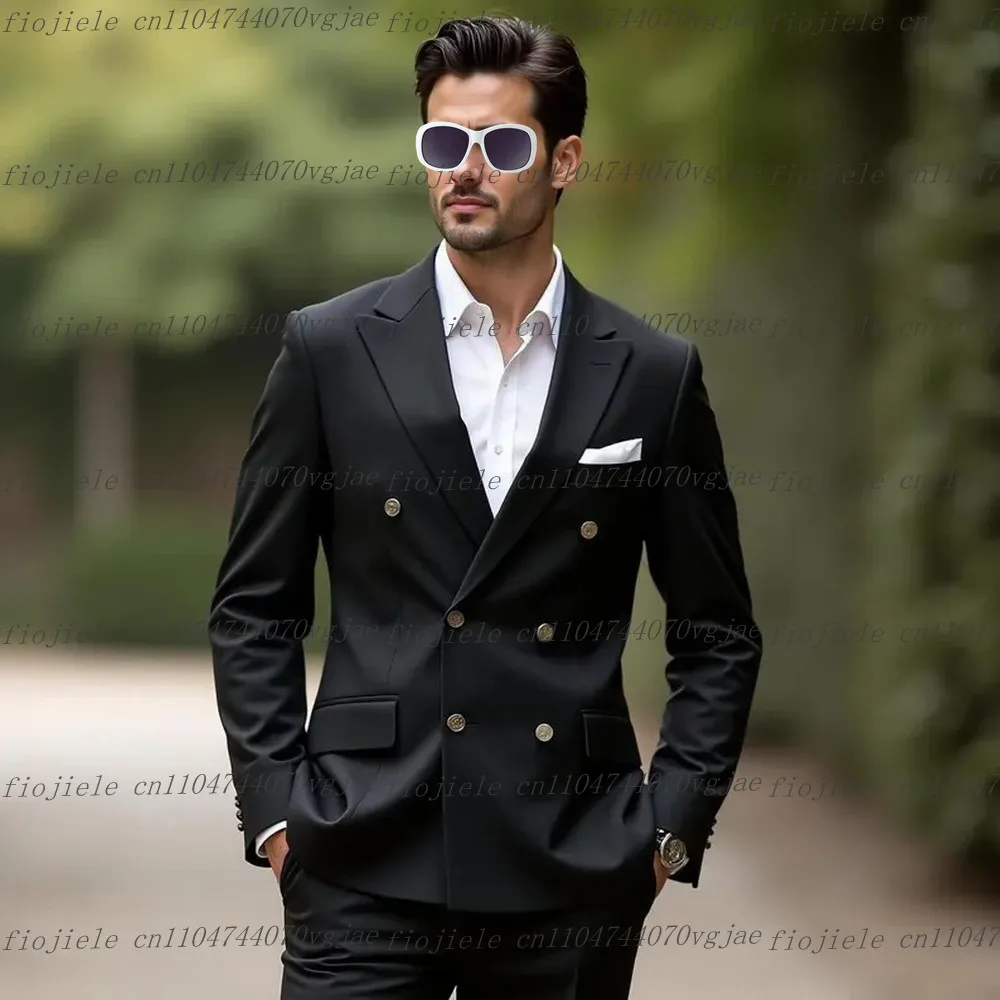

Customized Black Men Suit Formal Occasion Wedding Party Groom Groomsman Business Prom Male Tuxedos 2 Piece Set Jacket Pants