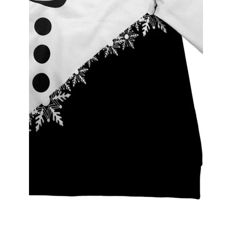 Bluza damska plus size 1XL-5XL, nowa, modna, z długim rękawem, na imprezę, wkładana przez głowę, z kapturem, codzienna, kontrastowa, z nadrukiem świątecznym.