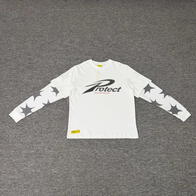 Autumn Men Women Casual Vacation Two-piece Protect Long Sleeved T-shirt High-quality Star Print Pattern T-shirt Tops