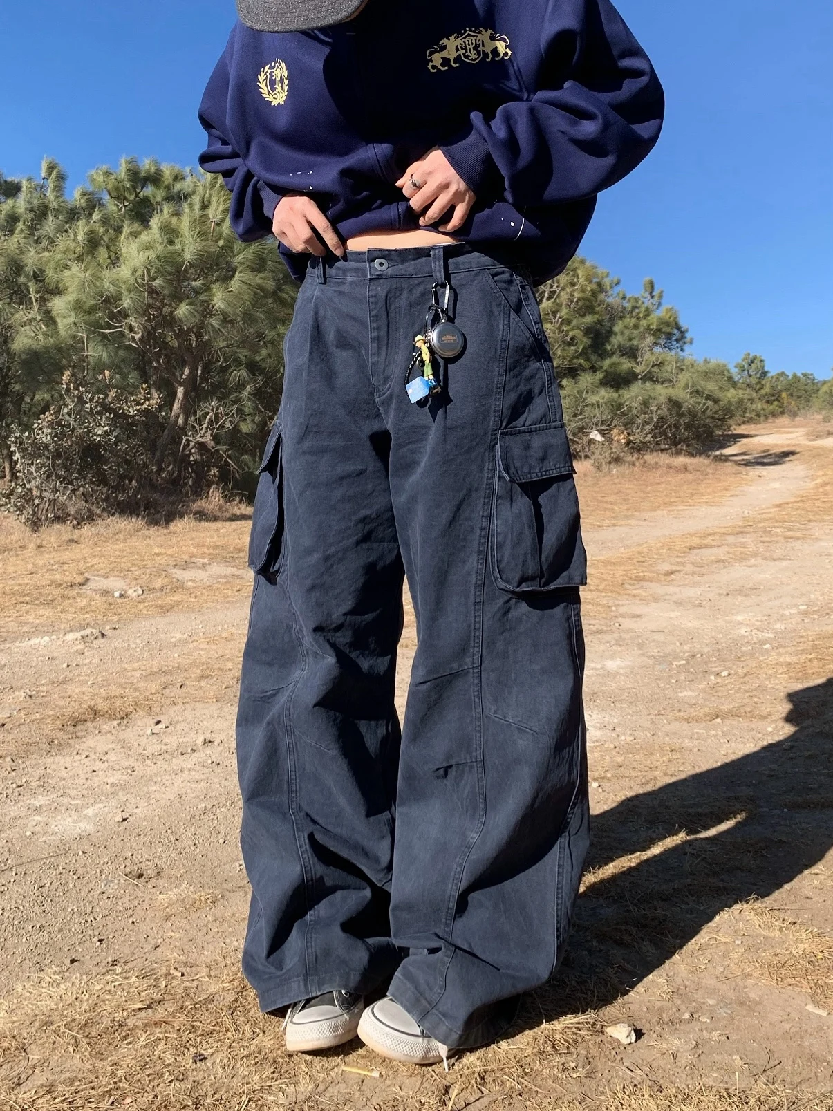 

Ретро-американские широкие брюки прямого кроя из хлопка, свободные, повседневные, рабочие, весна 2026