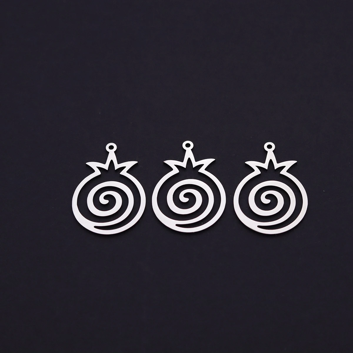 3pcs Stainless Steel Spiral Pomegranate Charms DIY Necklace Earrings Swirl Fruit Pendant Handmade Jewelry Making Accessories