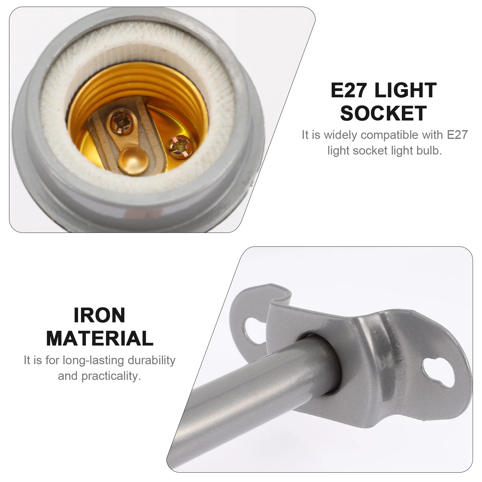 

Durable Waterproof Lamp Pole E27 Base Metal Support Home Light DIY Stand Compact Design Lamp Pole Light Supplies