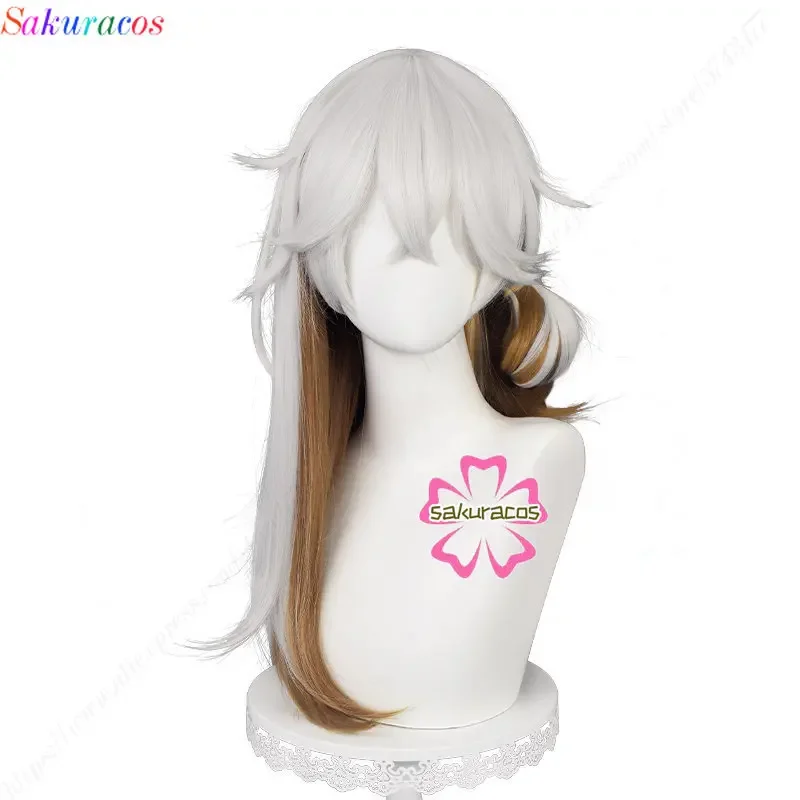 Game Reverse 1999 Medicine Pocket Cosplay Wig Silver Whited Brown Mixed Gradient 60cm Żaroodporne Halloweenowe peruki do odgrywania ról