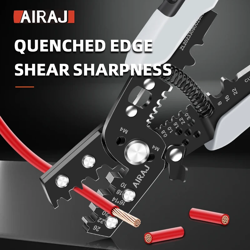 AIRAJ Crimping Pliers, Cutting and Stripping Wires Cold Pressing Terminals, Multifunctional Electrician Specific Crimping Pliers