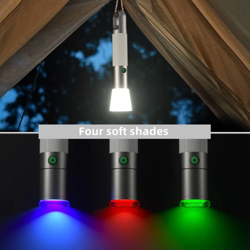 Zoom COB Light Beam LED Flashlight Red Blue Green lamp shade USB Rechargeable Multi purpose Outdoor Hiking Camping Fishing torch