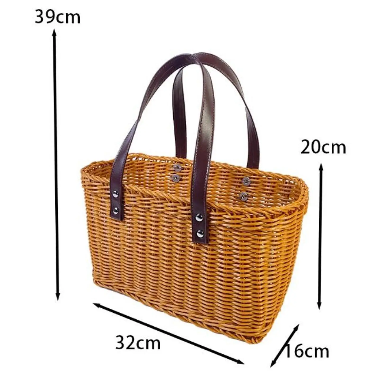 Woven Shopping Basket Portable Market Basket Bag for Outdoor Hiking Travel