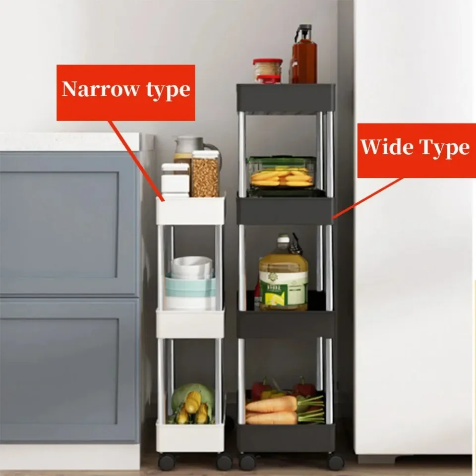 1pc 3/4 Tier Rolling Storage Cart High Capacity Storage Shelf Movable Gap Storage Rack Kitchen Bathroom And Livingroom Organizer image 5