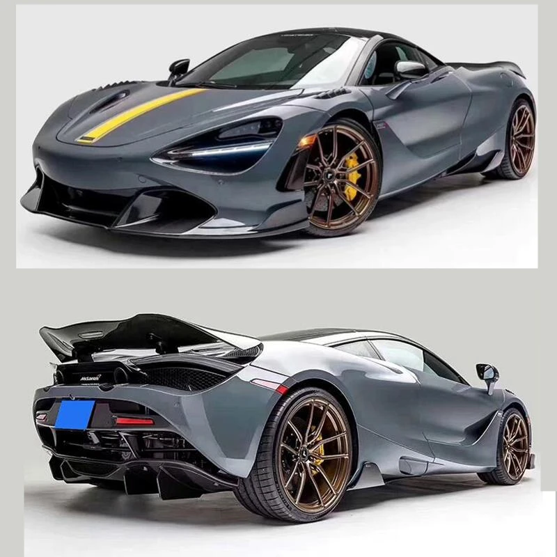 

For McLaren 720S 2017-2021 REAL Carbon Fiber Front Lip Rear Diffuser Body Side Skirt Trunk Wing Spoiler Kit Refits V-Style