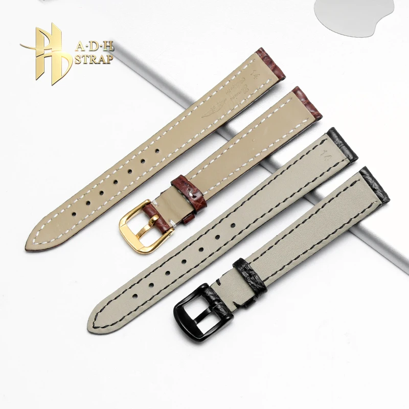 Genuine Alligator Watchband Small Leather Watch Band Accessories For Longines L4 Women\'s Strap 12 13 14 15 16mm Pin Buckle Style