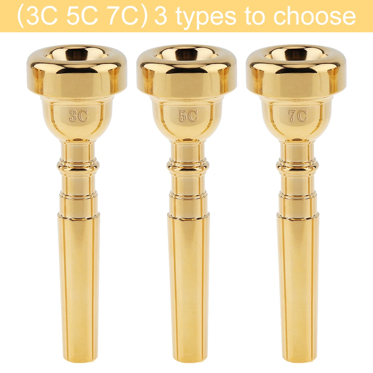 Versilbertes Messinglegierungs-Mundstück-Set 7C 5C 3C für Trompeten, passend für Yamaha / Bach / Conn / King, mit Bürste, Reinigungstuch, EVA-Etui – Detail 15