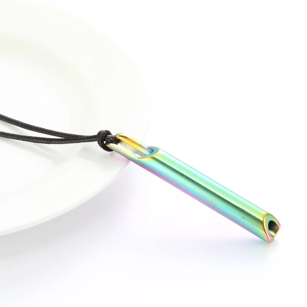 Pendentifs de Couple de méditation de Yoga, nouvelle mode, sifflet de pleine conscience, régulation de la respiration, anti-Stress, collier en acier inoxydable